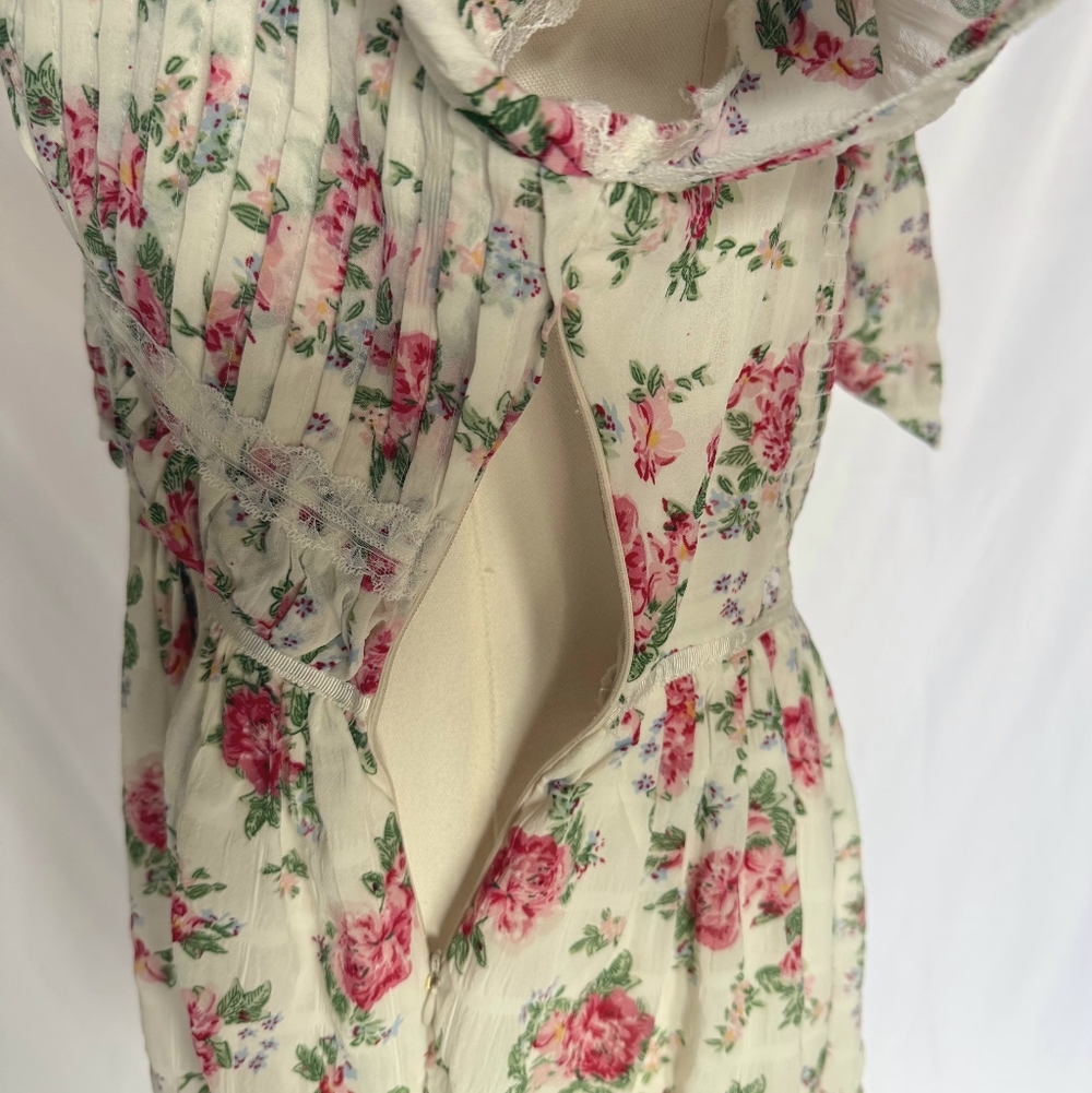 Altar’d State Bella Floral Ruffle Mini Dress White/Pink Size Medium - Picture 5 of 12